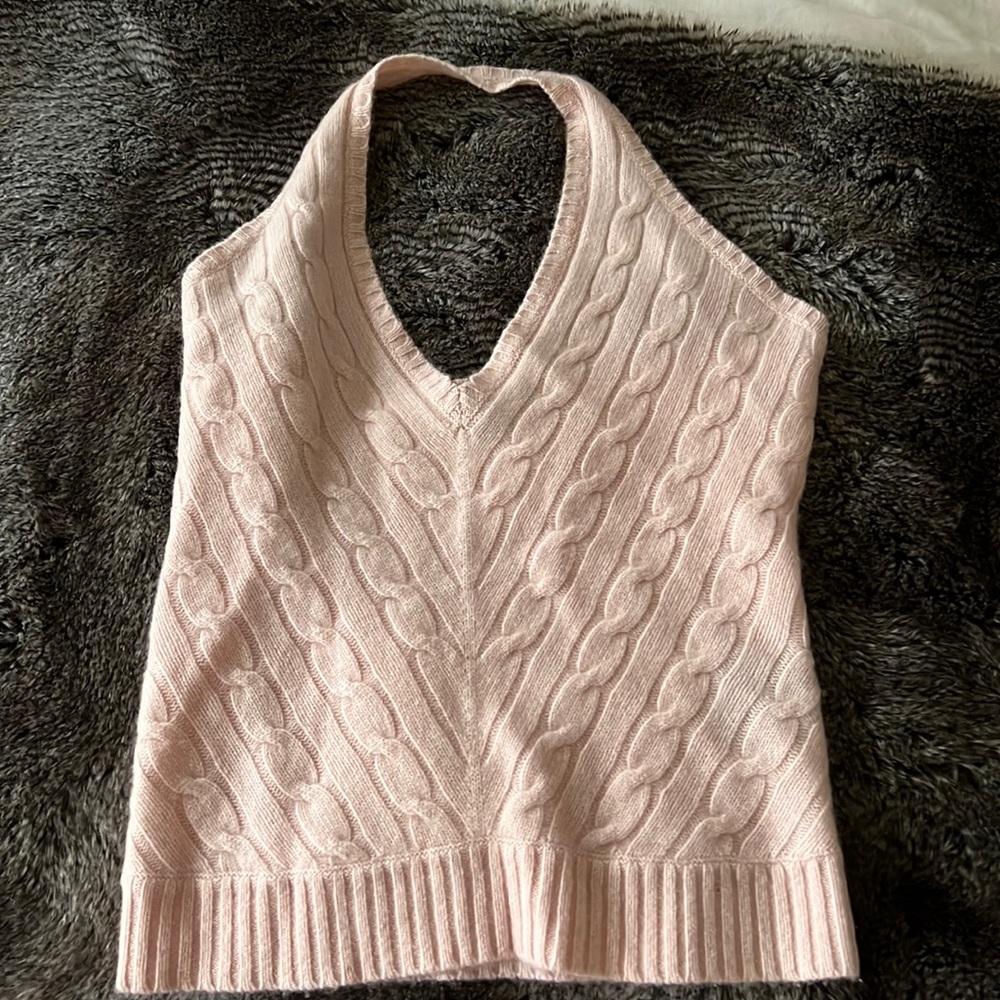 Ralph Lauren Black Label Halter Cashmere Top Small Pink